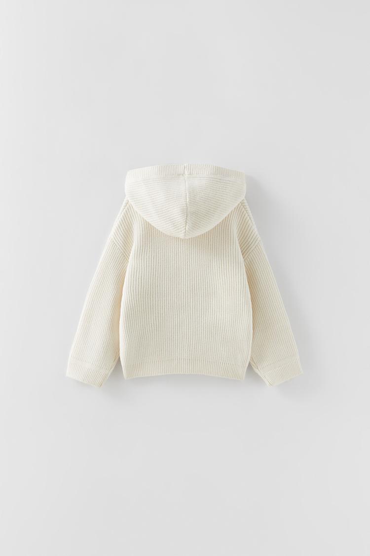 HOODED KNIT CARDIGAN Ecru ZARA United States